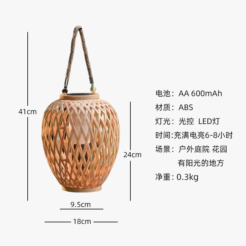 lampe extérieure solaire imitation bambou pour jardin décoratif