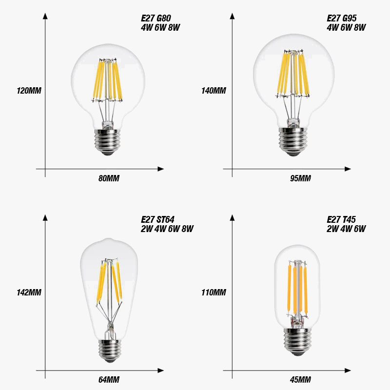 lampe à led vintage filament design rétro 360 degrés