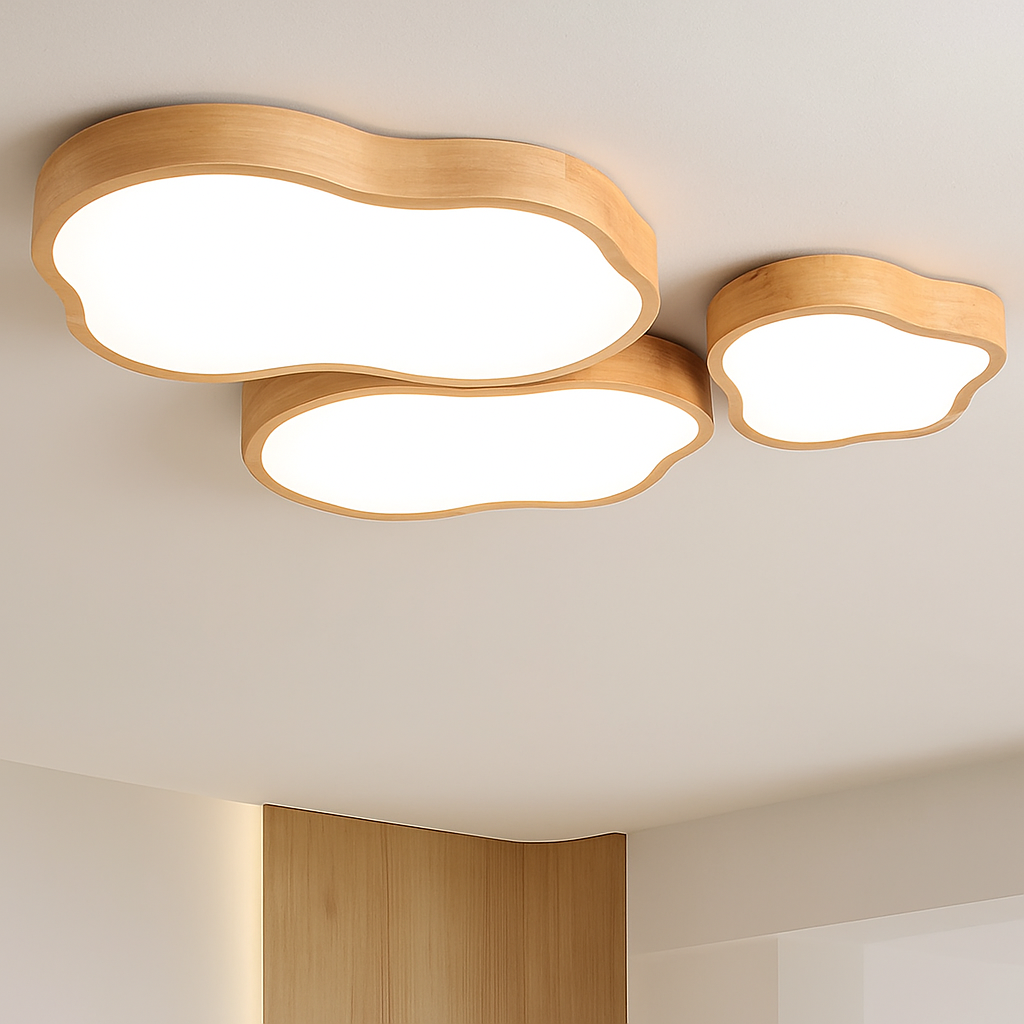 Lampe plafonnier bois LED modernes Éloi Ouverture - Matière Chaleureuse & Lignes Élégantes