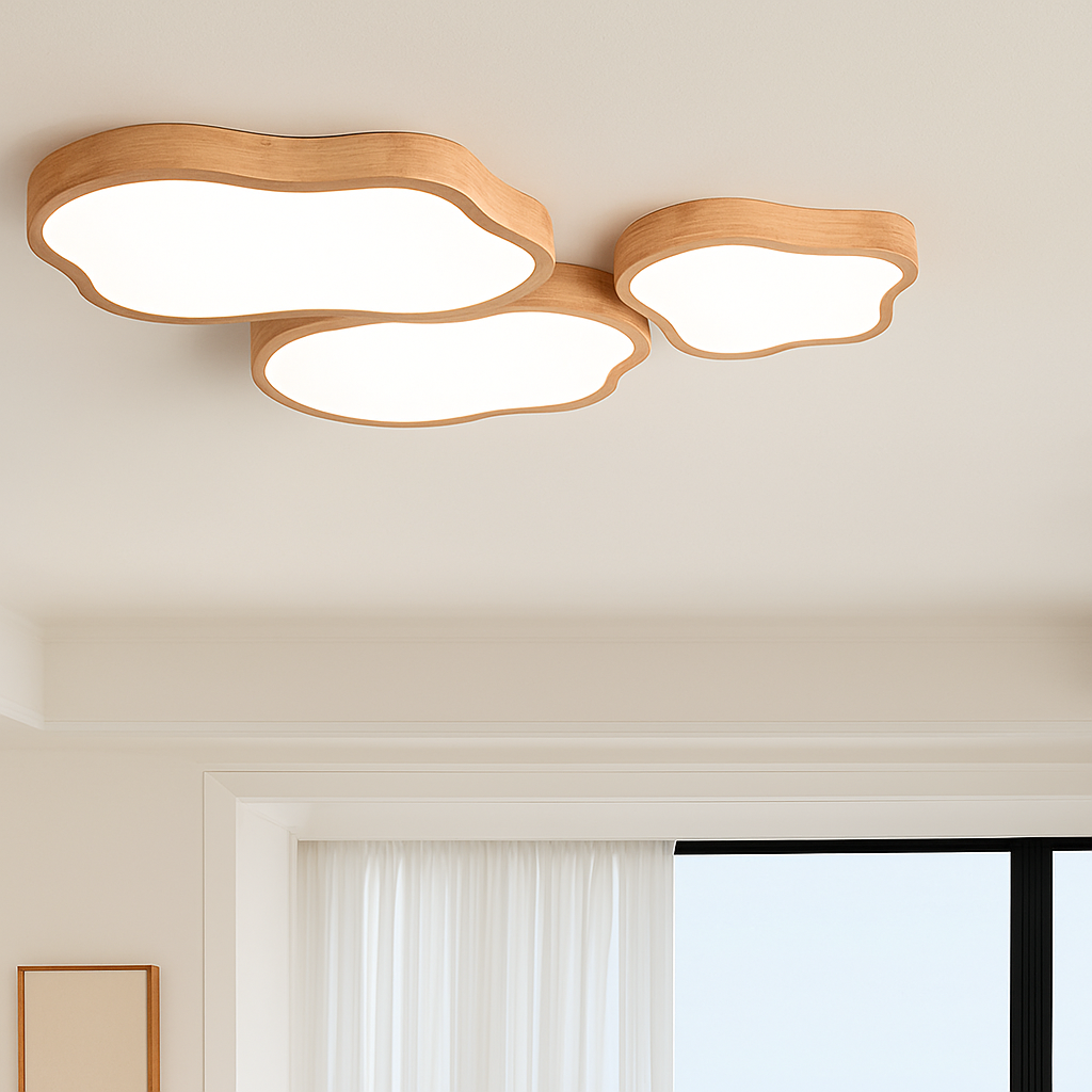 Lampe plafonnier bois LED modernes Éloi Ouverture - Matière Chaleureuse & Lignes Élégantes