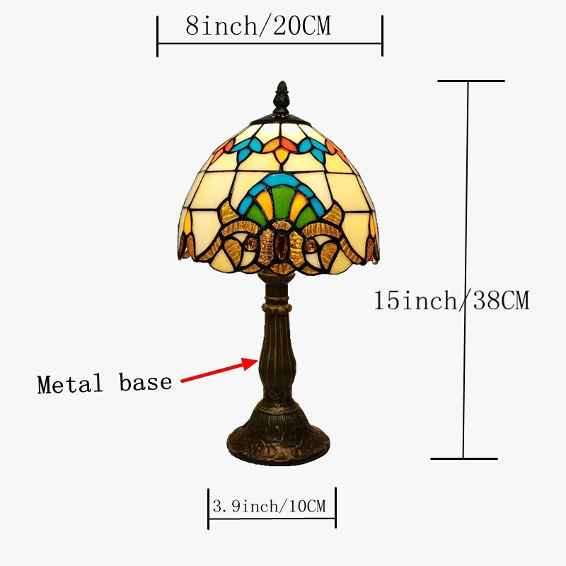lampe à poser baroque européenne style tiffany en verre antique