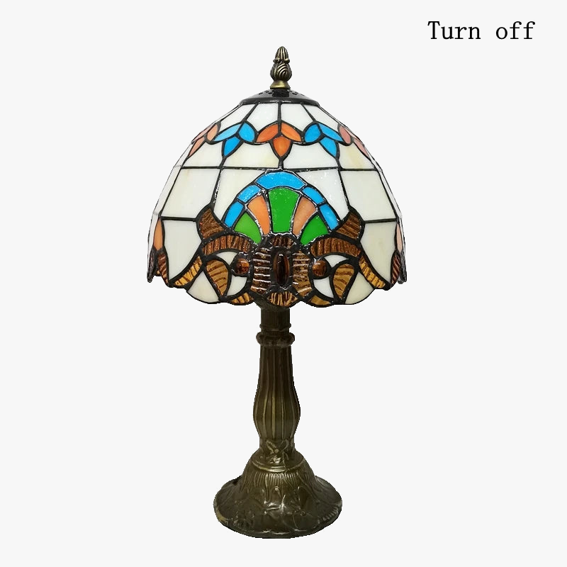lampe à poser baroque européenne style tiffany en verre antique