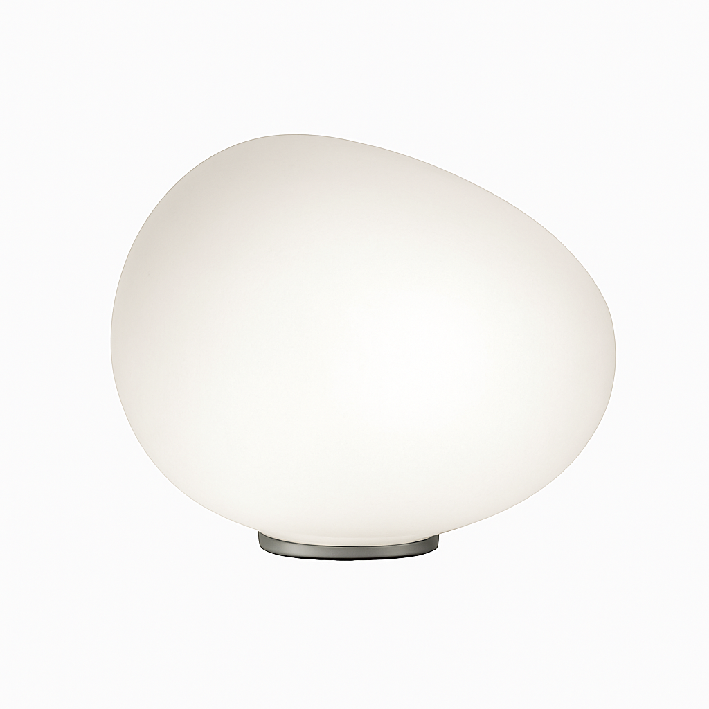 Lampe à poser design LED ambiance galet blanc Decor