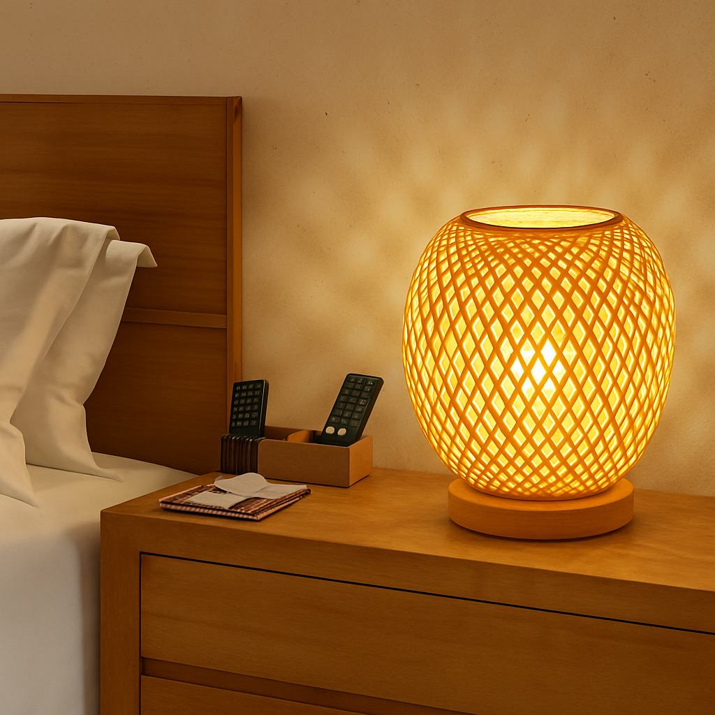 lampe à poser en rotin bambou tricotée à la main décoration intérieure