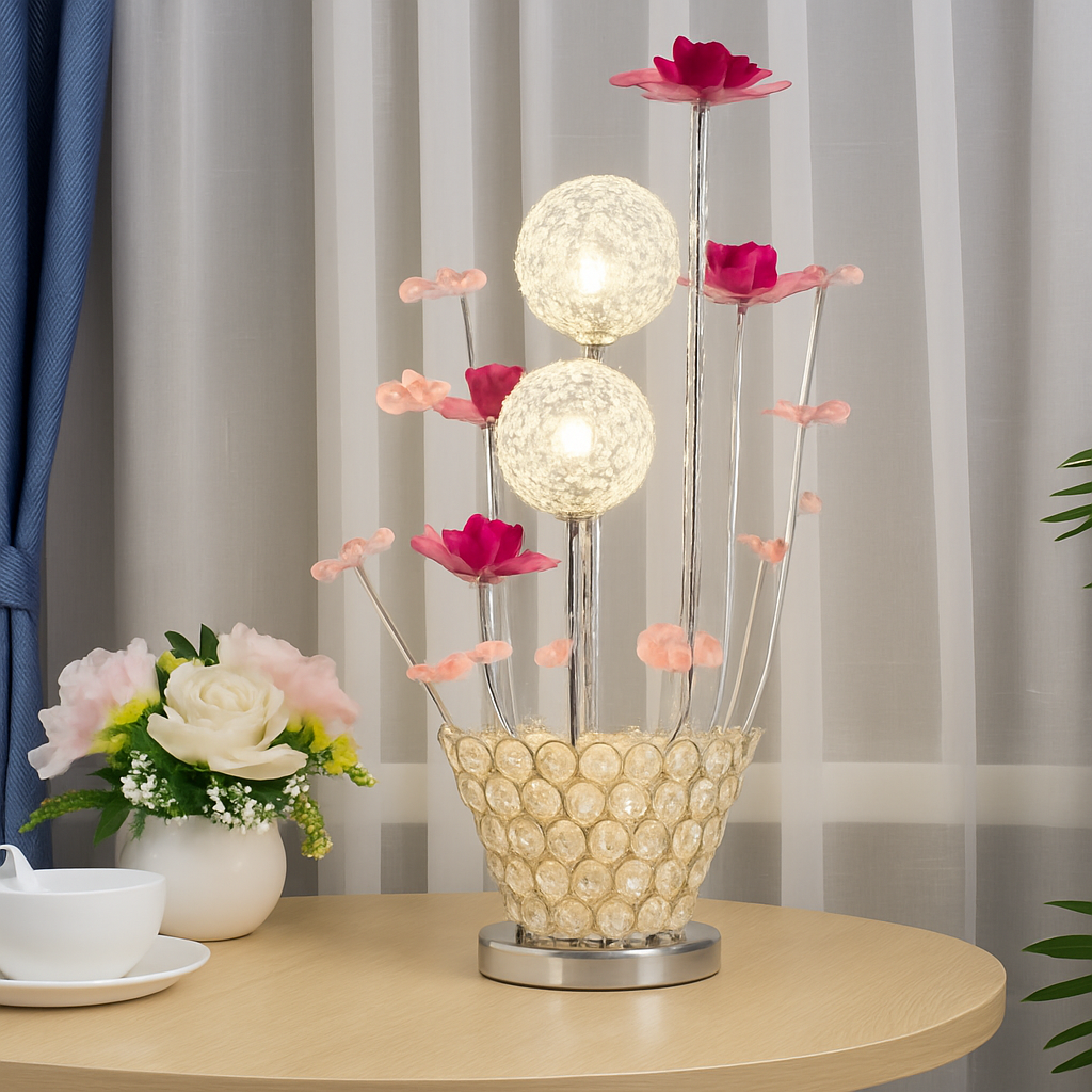 lampe à poser moderne en acrylique motifs floraux décoratifs