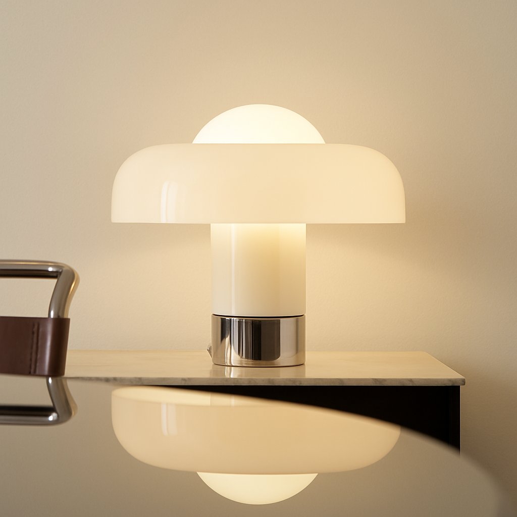 lampe à poser moderne en verre design champignon pour intérieur