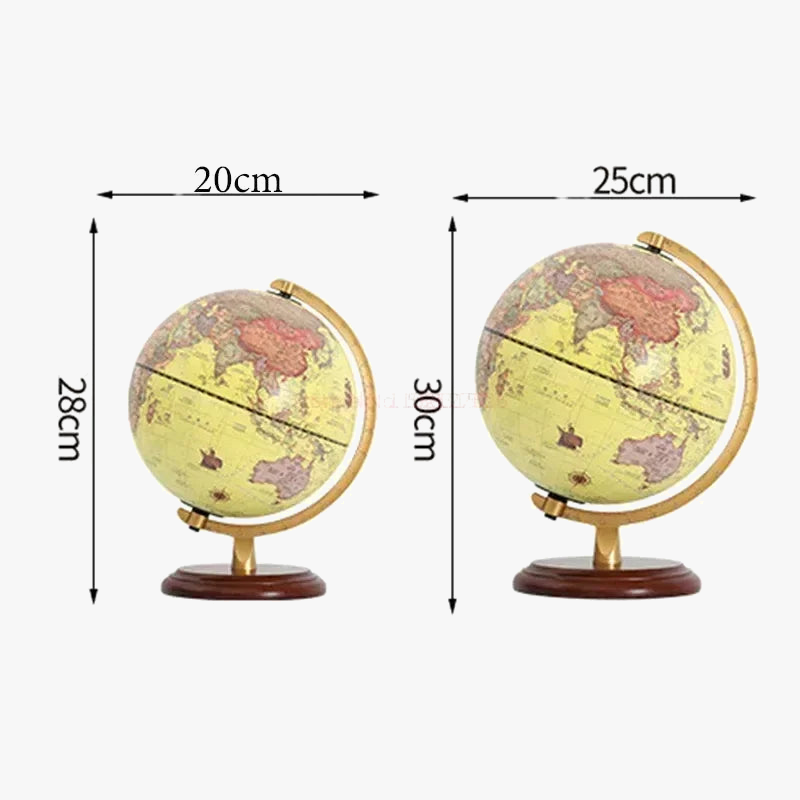 lampe à poser rétro avec globe terrestre décoratif et carte du monde