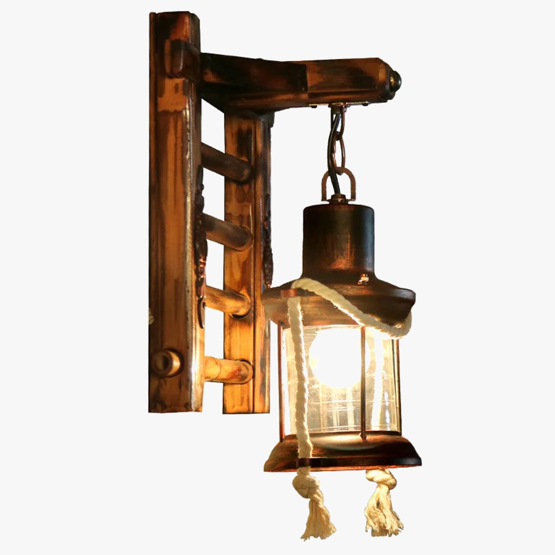 lampe rétro japonaise led en chanvre et bambou pour restaurant
