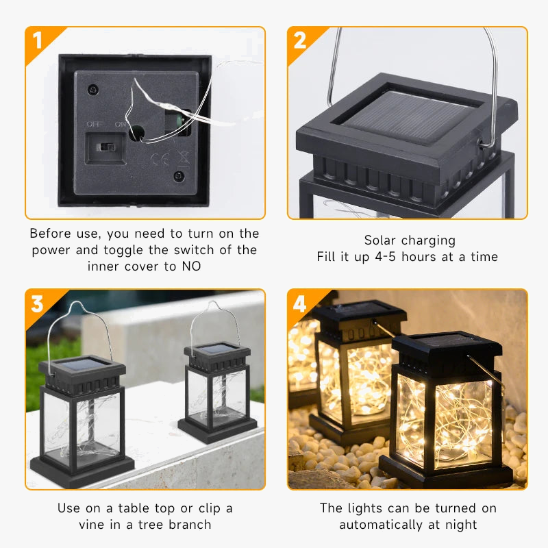 lampe solaire lanterne led étanche pour jardin et extérieur