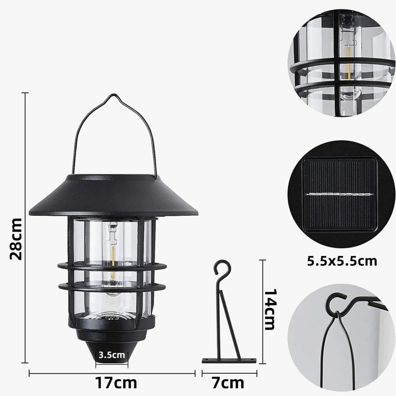 Lampe à poser — Solaire rétro murale vintage en métal étanche pour jardin et extérieur