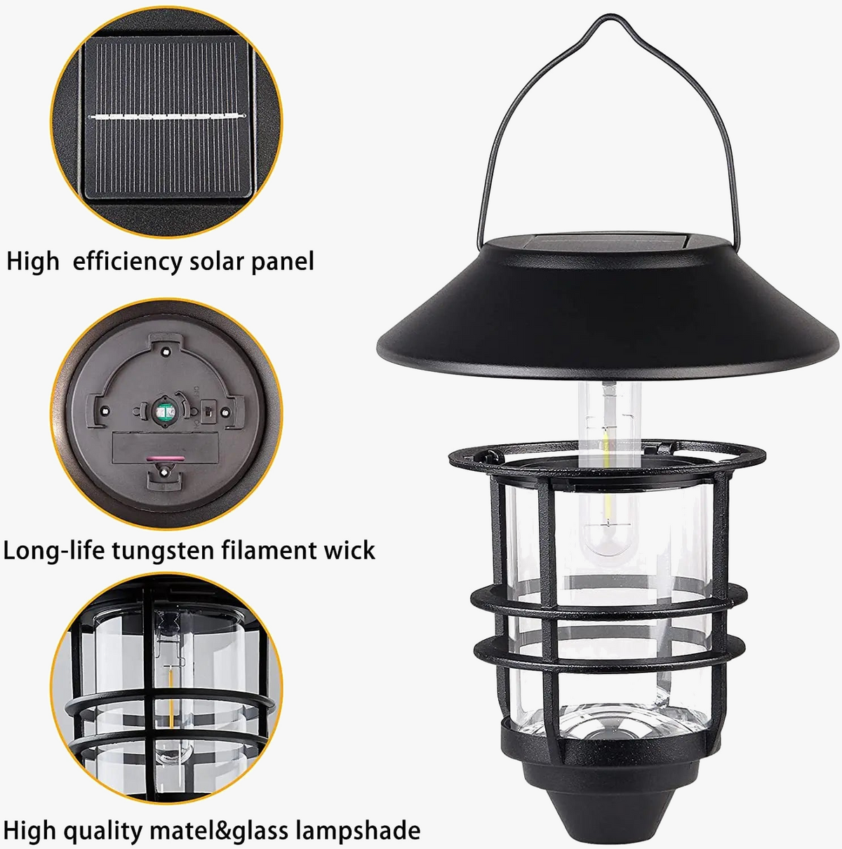 Lampe à poser — Solaire rétro murale vintage en métal étanche pour jardin et extérieur