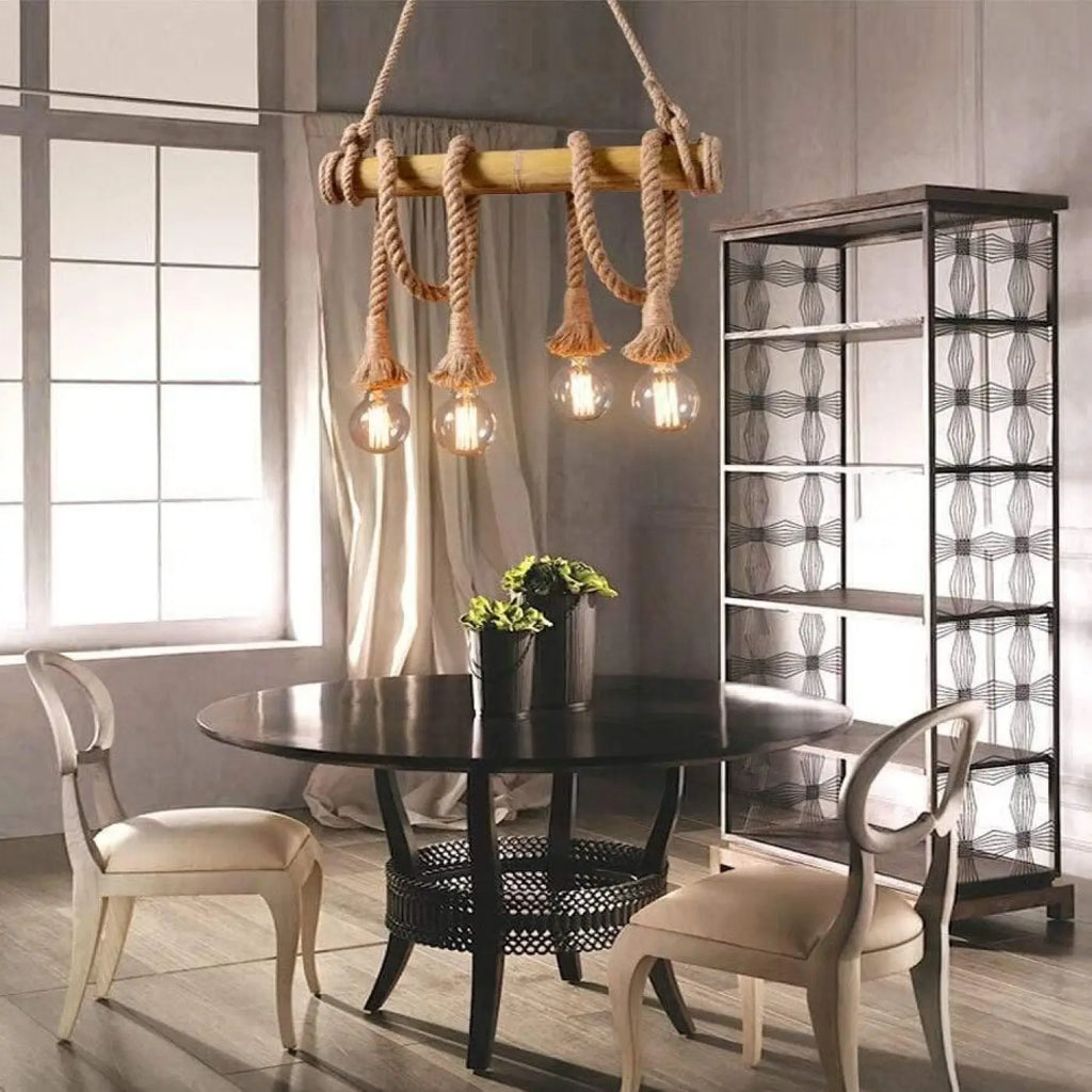 Suspension Rustique Victoire Sillage en Bois et Corde