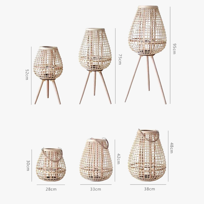 Lampe à vent en rotin avec pieds