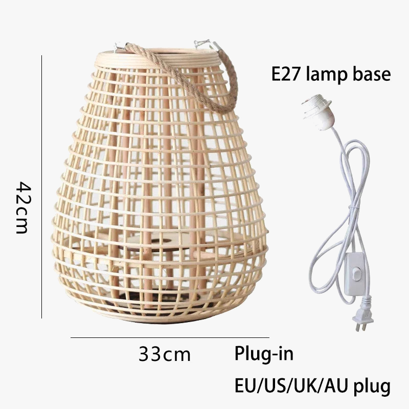 Lampe à vent en rotin avec pieds