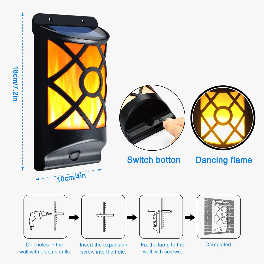 lampes solaires à flamme pour extérieur et jardin