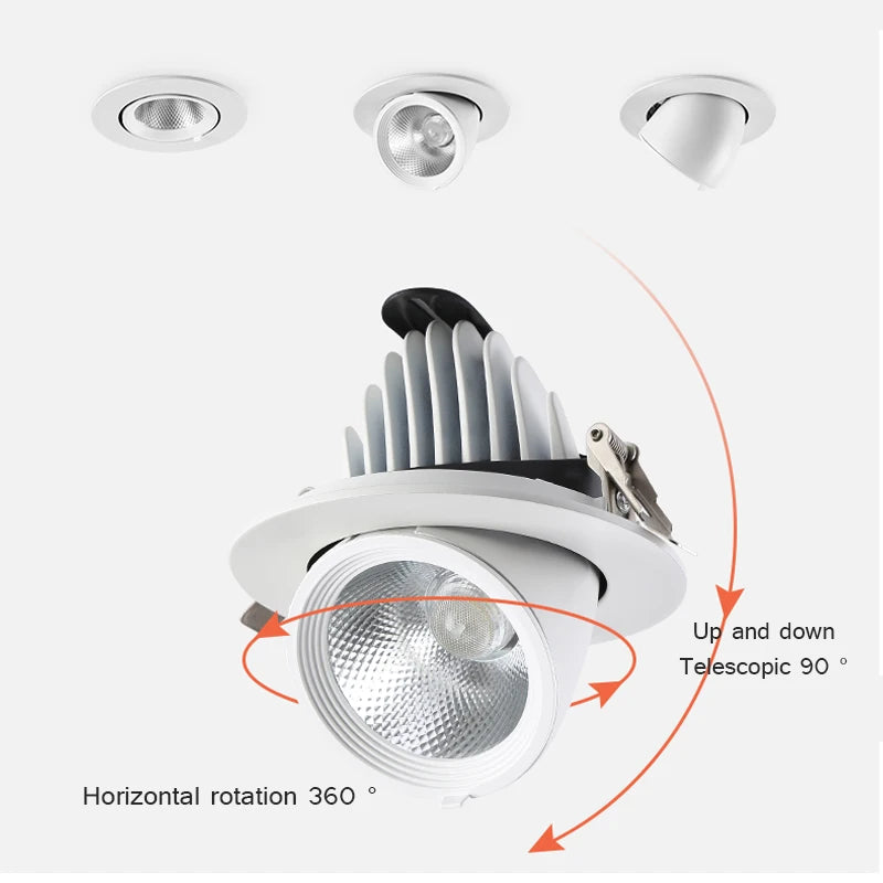 Spot LED Downlight Dimmable 360 degrés Angle rotatif plafond encastré 7W 10W 20W AC 110V/220V pour chambre couloir maison Léandre Rosée en Aluminium - Caractère & Élégance dans le Décor
