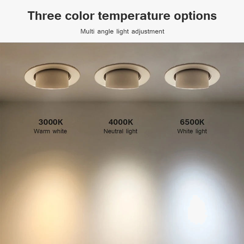 Spot LED Downlight Dimmable 360 degrés Angle rotatif plafond encastré 7W 10W 20W AC 110V/220V pour chambre couloir maison Léandre Rosée en Aluminium - Caractère & Élégance dans le Décor