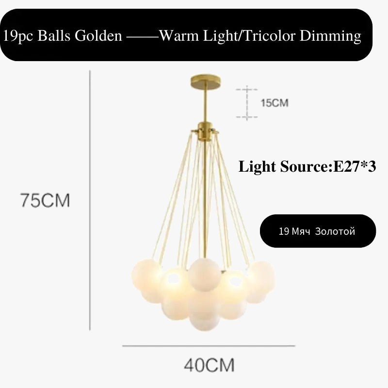 Suspension — LED élégant moderne bulle boule plafond lustre ivoire verre suspension lumières nordique pour salle à manger Restaurant lampe suspendue