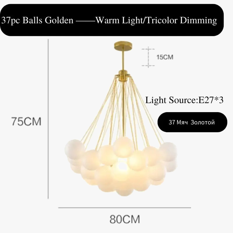 Suspension — LED élégant moderne bulle boule plafond lustre ivoire verre suspension lumières nordique pour salle à manger Restaurant lampe suspendue