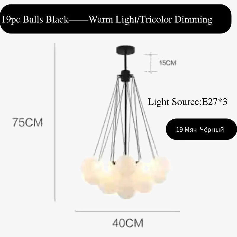 Suspension — LED élégant moderne bulle boule plafond lustre ivoire verre suspension lumières nordique pour salle à manger Restaurant lampe suspendue