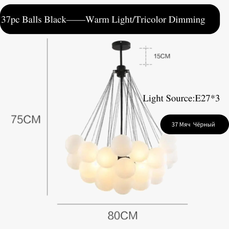 Suspension — LED élégant moderne bulle boule plafond lustre ivoire verre suspension lumières nordique pour salle à manger Restaurant lampe suspendue