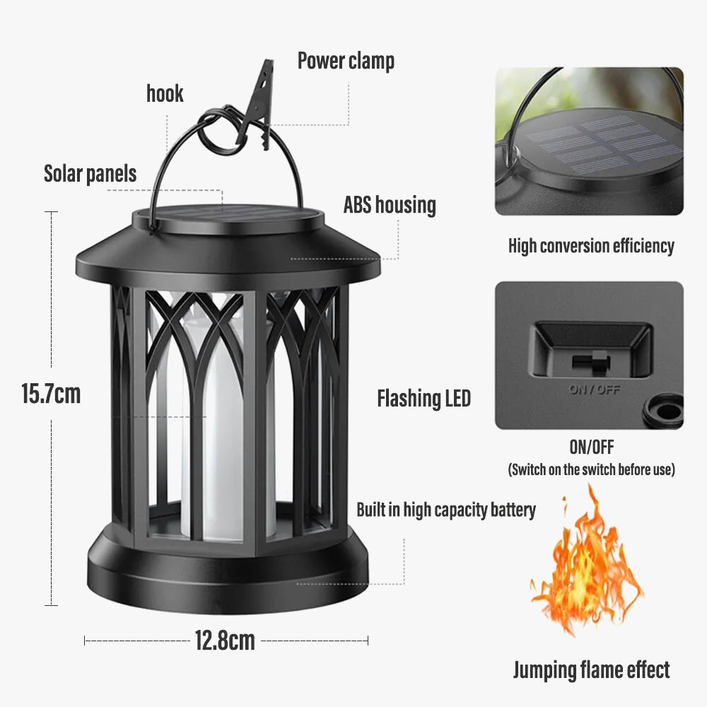 Lampe à poser — LED lampe flamme simulation énergie solaire pince murale extérieure étanche paysage noël jardin