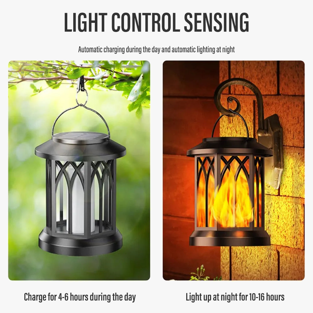 Lampe à poser — LED lampe flamme simulation énergie solaire pince murale extérieure étanche paysage noël jardin