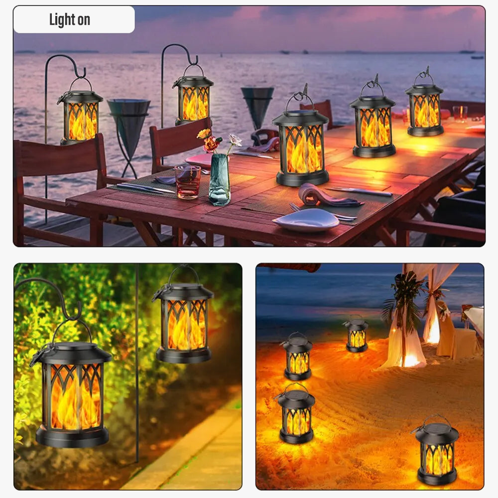Lampe à poser — LED lampe flamme simulation énergie solaire pince murale extérieure étanche paysage noël jardin