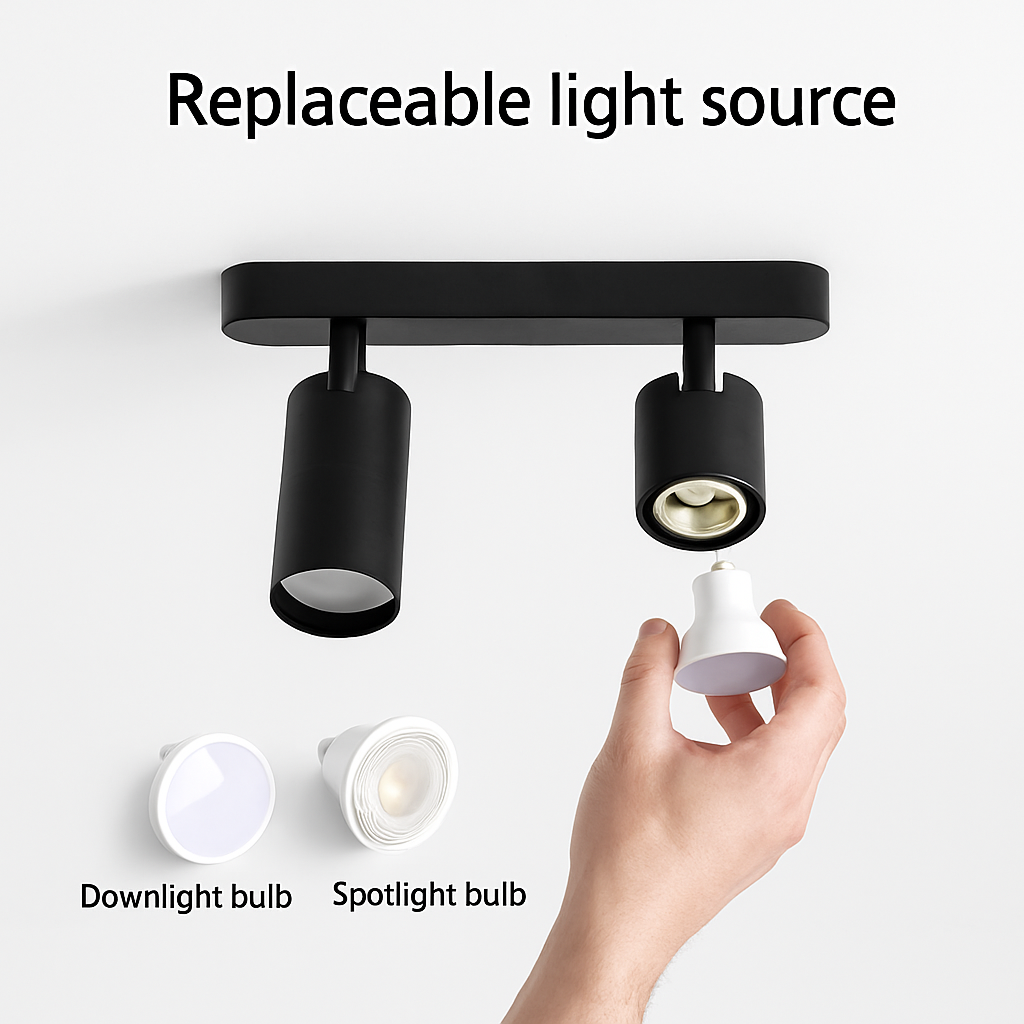 Plafonnier — LED projecteur spots monté surface piste plafonnier cob spot 2 têtes 3 têtes