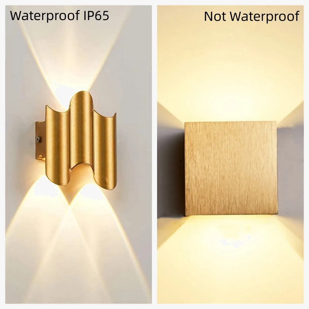 Applique murale — LED lumière extérieure étanche IP65 porche jardin applique et intérieur chambre chevet décoration éclairage lampe en aluminium doré