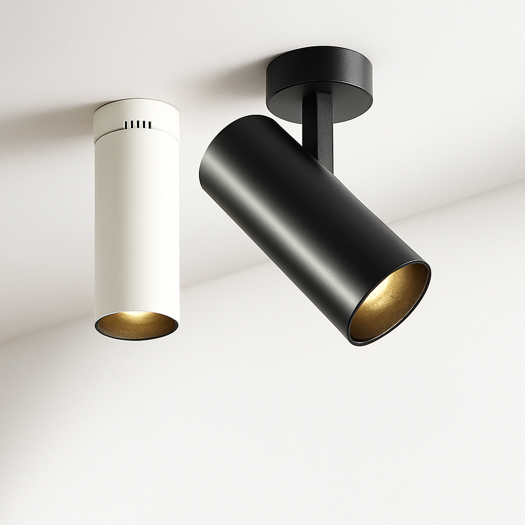 Plafonnier Les Downlights LED COB montés en Surface pliables et rotatifs à 360 ° LED 10W15W20W lampes LED éclairage de fond Césarine Équinoxe en Aluminium - Lignes Dessinées & Décor Raffiné