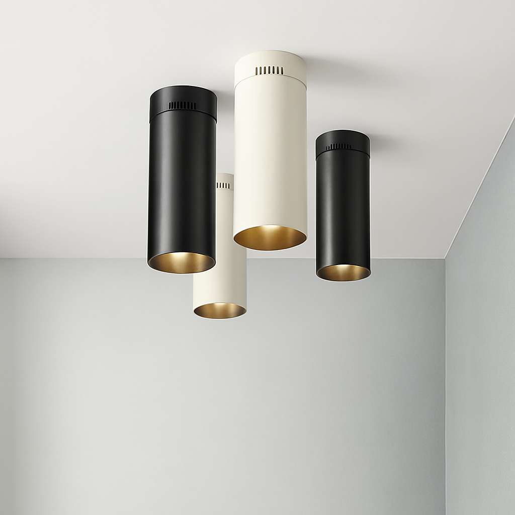 Plafonnier Les Downlights LED COB montés en Surface pliables et rotatifs à 360 ° LED 10W15W20W lampes LED éclairage de fond Césarine Équinoxe en Aluminium - Lignes Dessinées & Décor Raffiné