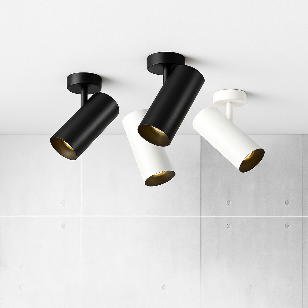 Plafonnier Les Downlights LED COB montés en Surface pliables et rotatifs à 360 ° LED 10W15W20W lampes LED éclairage de fond Césarine Équinoxe en Aluminium - Lignes Dessinées & Décor Raffiné
