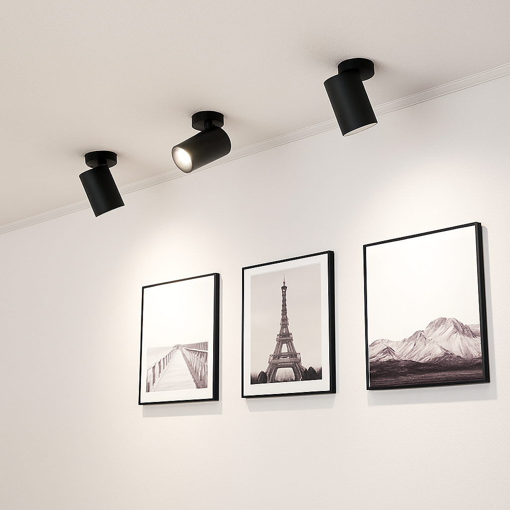 Plafonnier Les Downlights LED COB montés en Surface pliables et rotatifs à 360 ° LED 10W15W20W lampes LED éclairage de fond Césarine Équinoxe en Aluminium - Lignes Dessinées & Décor Raffiné