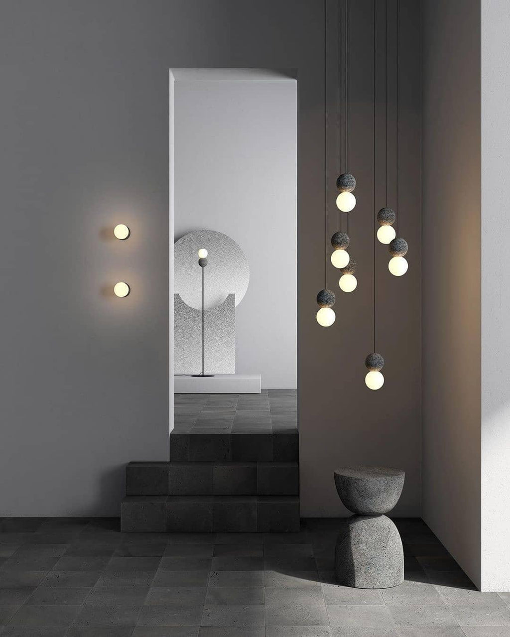 Lustra Applique Murale Béton Verre Opale - Neutralighting