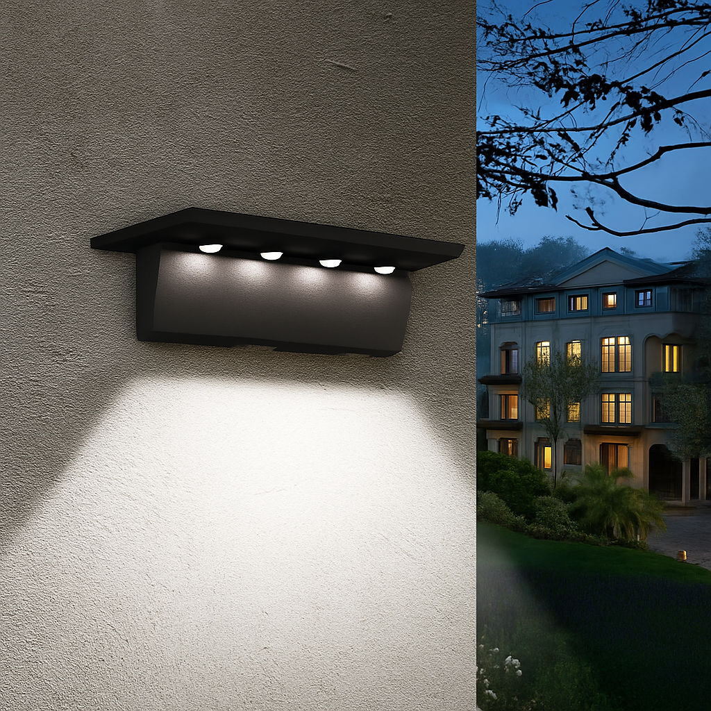 Applique murale — Lot de 2 appliques solaires extérieures 5 LED étanches intelligentes