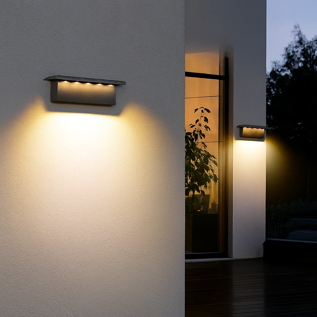 Applique murale — Lot de 2 appliques solaires extérieures 5 LED étanches intelligentes