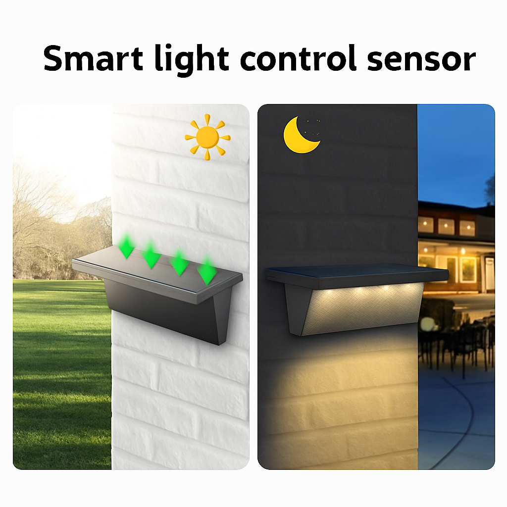 Applique murale — Lot de 2 appliques solaires extérieures 5 LED étanches intelligentes