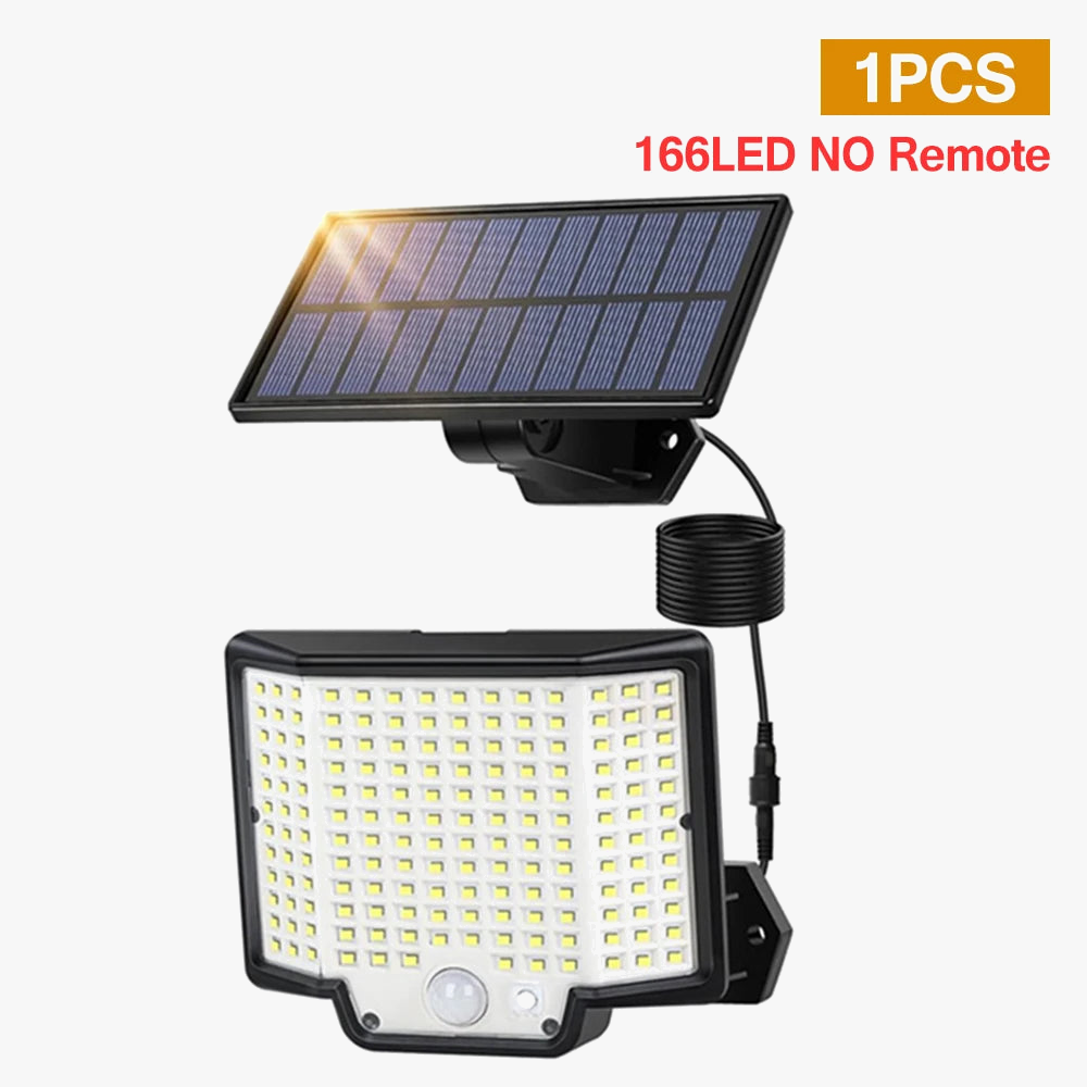 Luminaire — Lumière solaire extérieure 166 LED avec capteur de mouvement et télécommande
