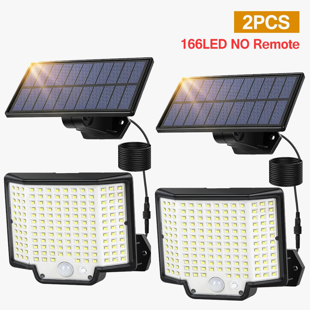 Luminaire — Lumière solaire extérieure 166 LED avec capteur de mouvement et télécommande