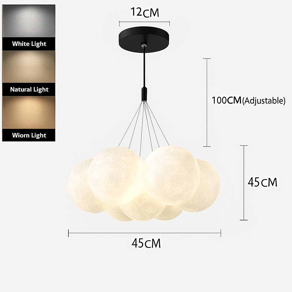 Lustre — Lune Lustre Lampes Bulle Lustre Lumière pour Salon Chambre D'enfant Chambre Lampes Suspendues Or Noir G9 Ampoule AC220V