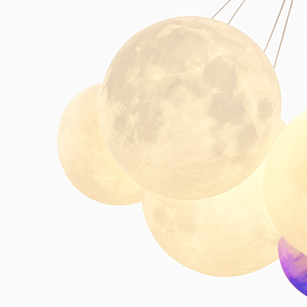 Lustre — Lune Lustre Lampes Bulle Lustre Lumière pour Salon Chambre D'enfant Chambre Lampes Suspendues Or Noir G9 Ampoule AC220V