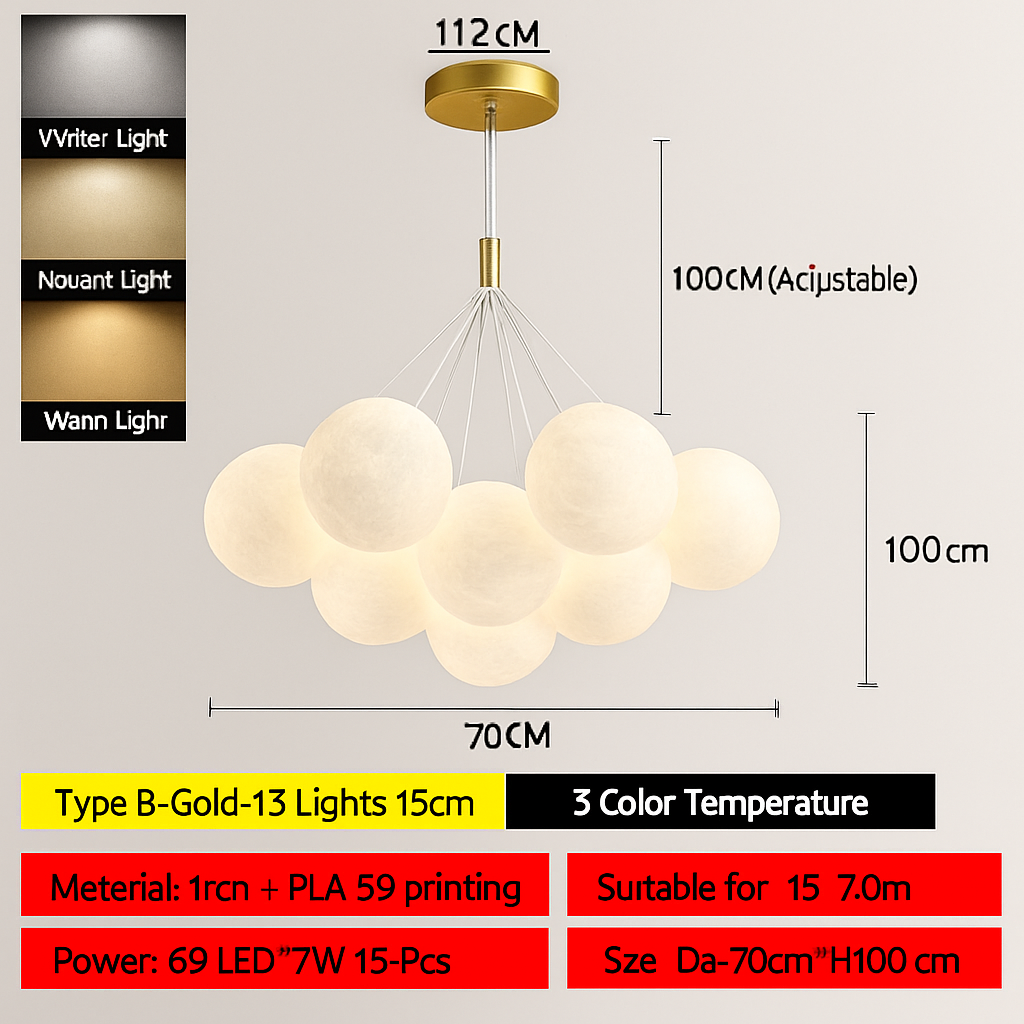 Lustre — Lune Lustre Lampes Bulle Lustre Lumière pour Salon Chambre D'enfant Chambre Lampes Suspendues Or Noir G9 Ampoule AC220V