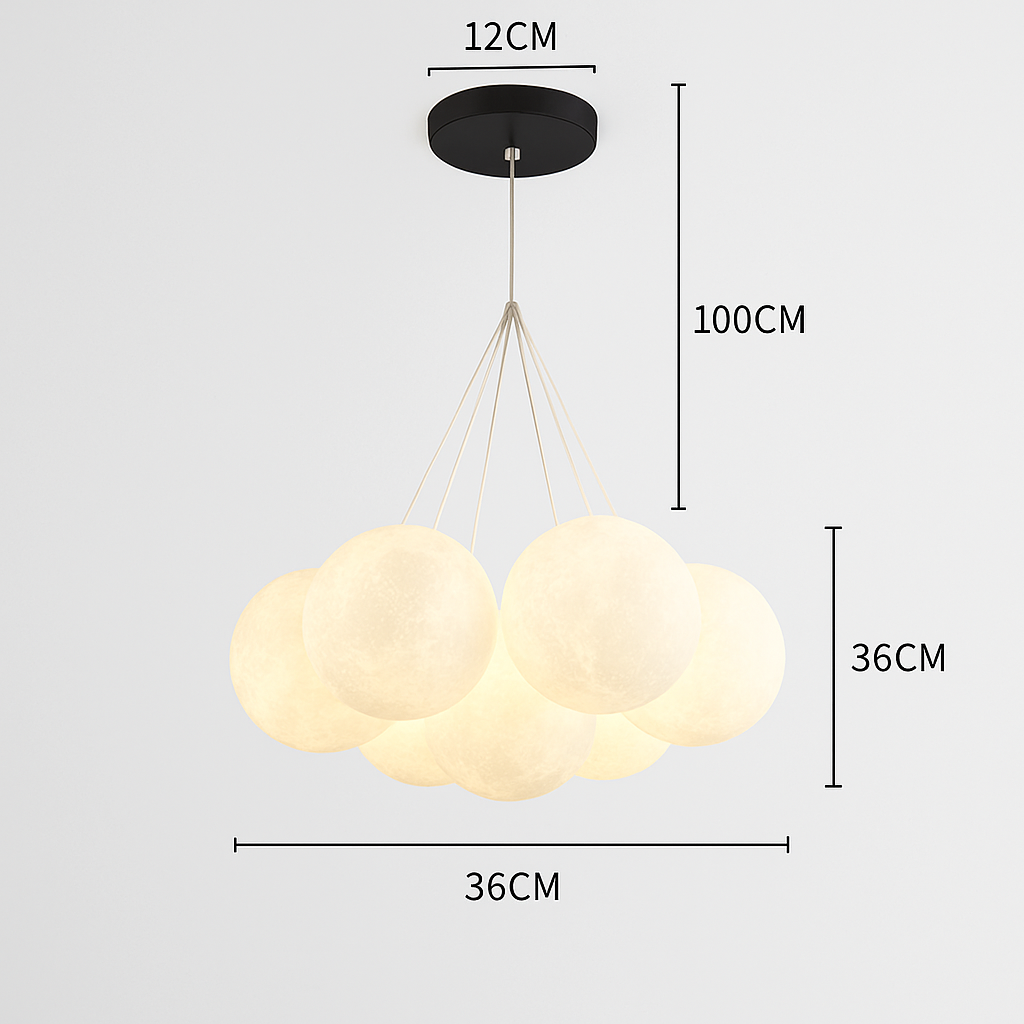 Lustre — Lune Lustre Lampes Bulle Lustre Lumière pour Salon Chambre D'enfant Chambre Lampes Suspendues Or Noir G9 Ampoule AC220V