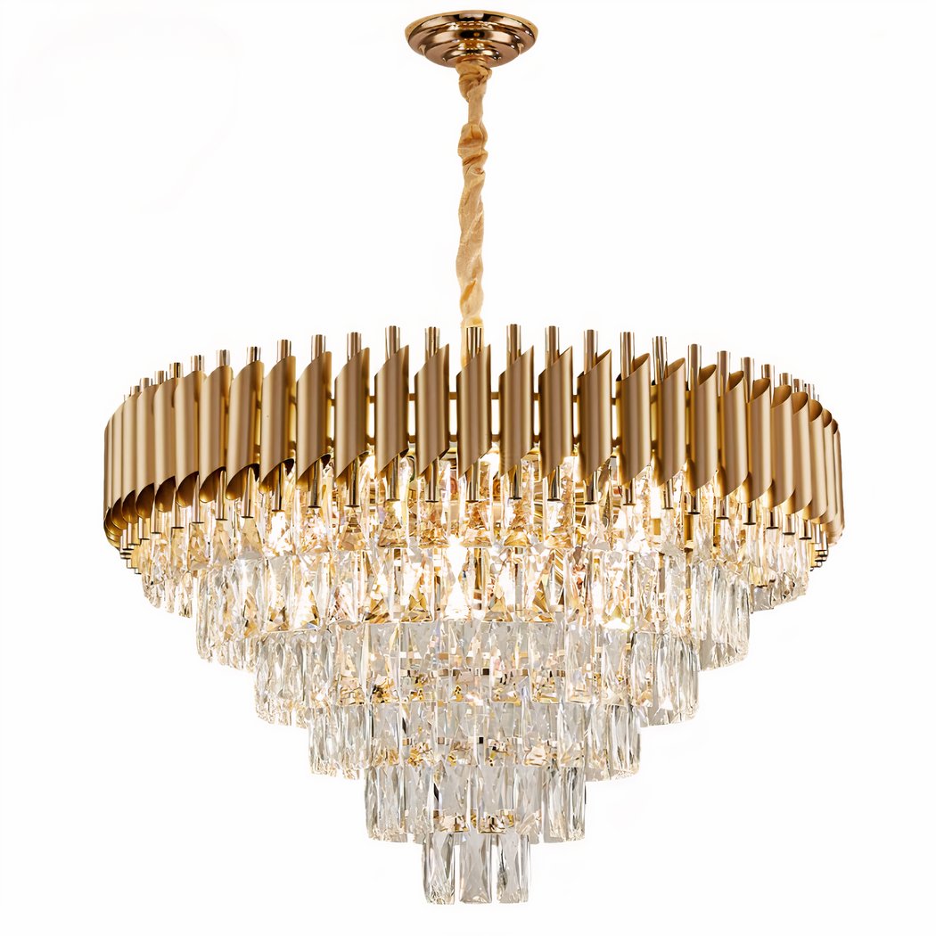 Lustre — À pampille de luxe en métal et cristal