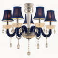 Abat-jour — Baroque à LED avec abat-jour en verre cristal et tissu Royal