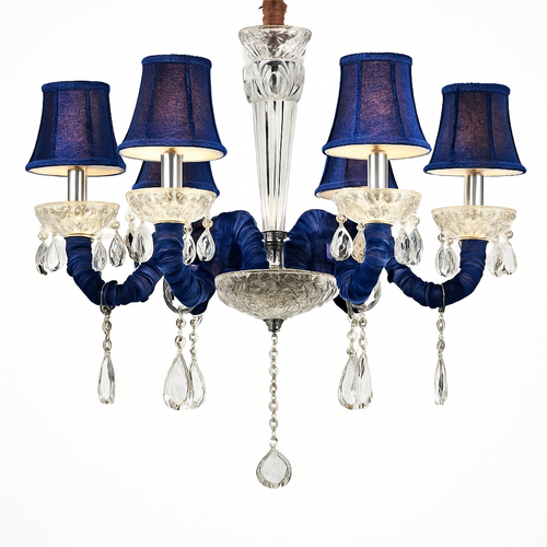 Abat-jour — Baroque à LED avec abat-jour en verre cristal et tissu Royal