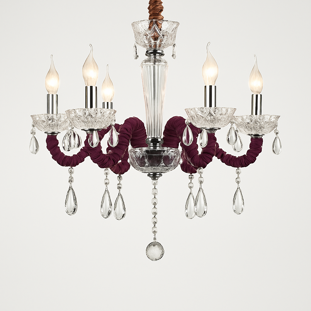 Abat-jour — Baroque à LED avec abat-jour en verre cristal et tissu Royal