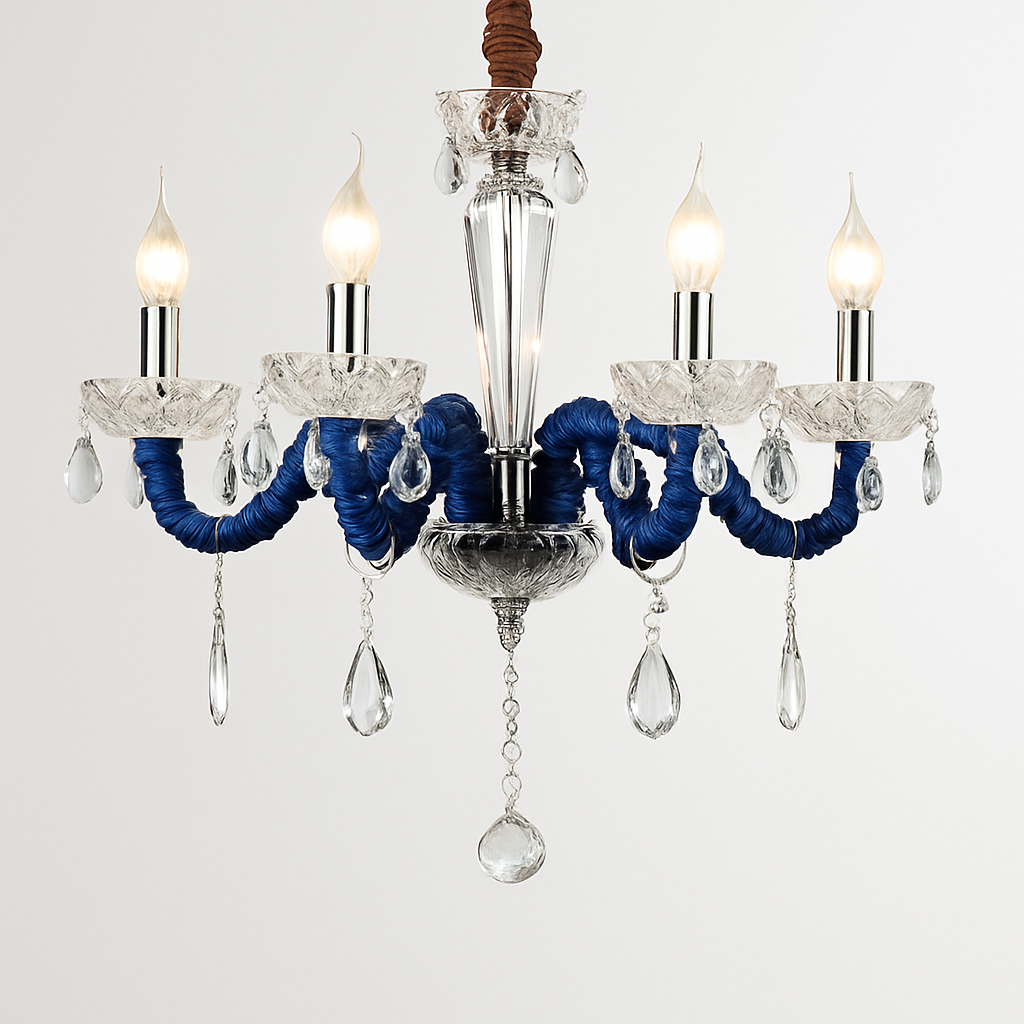 Abat-jour — Baroque à LED avec abat-jour en verre cristal et tissu Royal