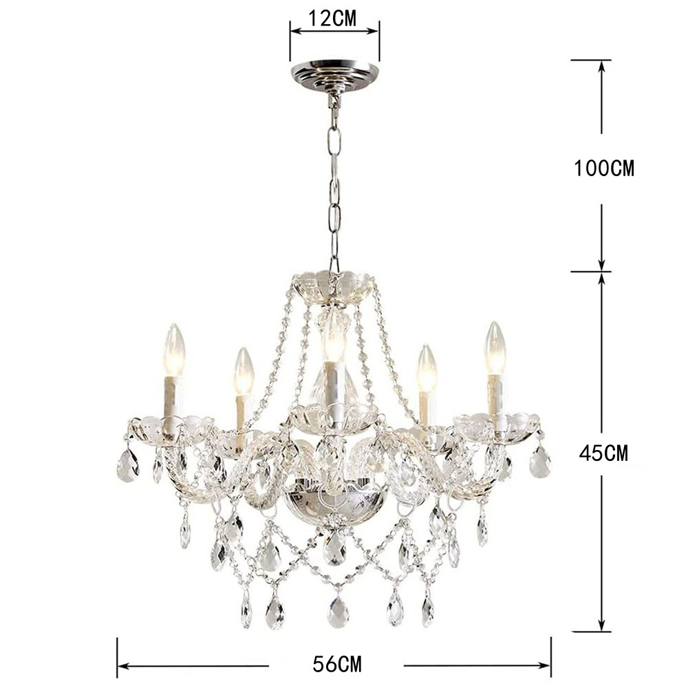 Schéma des dimensions du lustre baroque Lorène en cristal, largeur de 56 cm